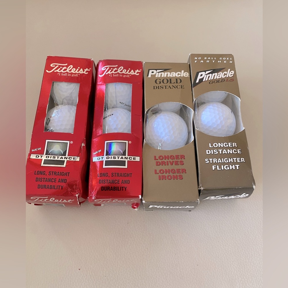 12 Golf Balls - Package of 6 Titleist DT DISTANCE & 6 Pinnacle GOLD - New